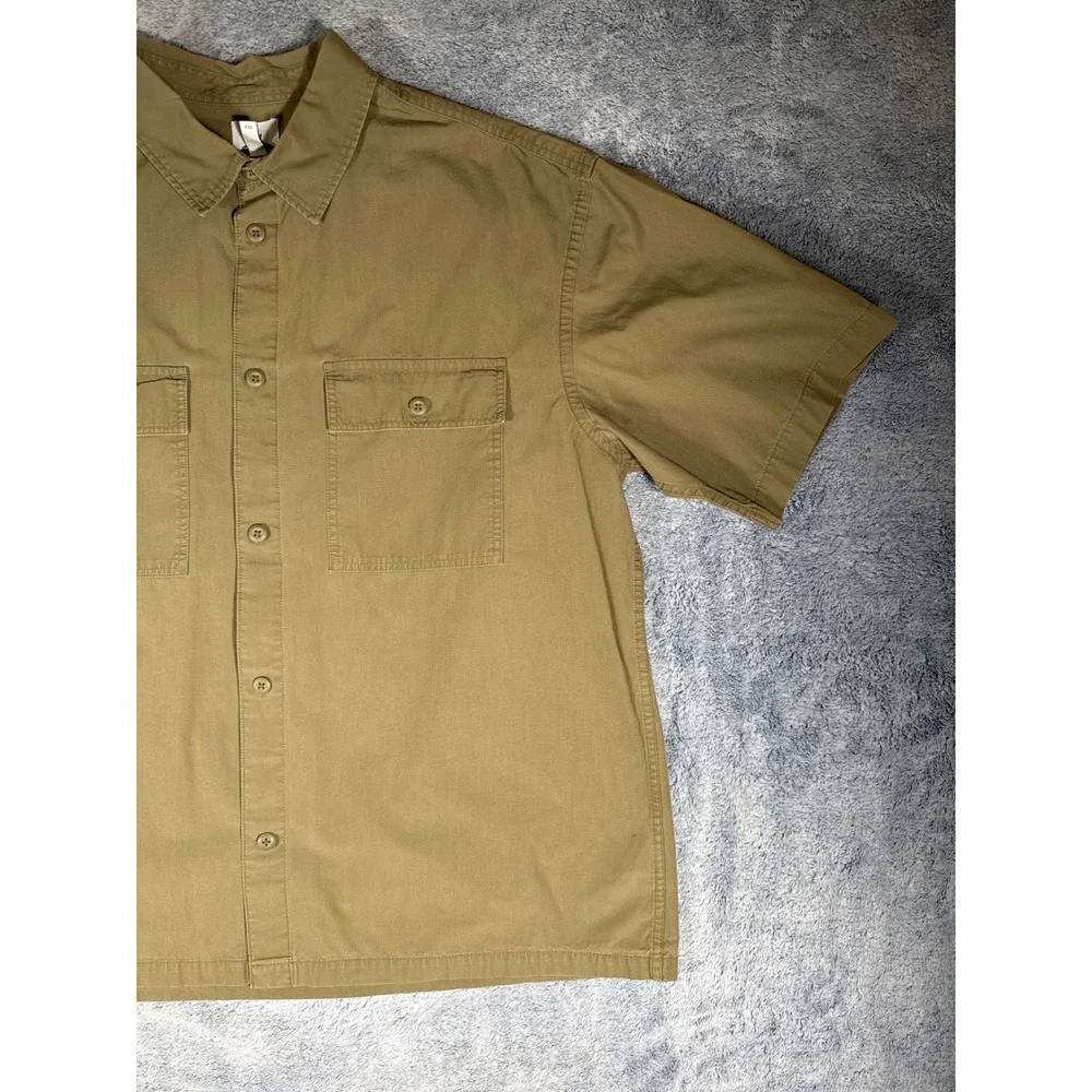 HM Relaxed Fit Short Sleeve Button Down Shirt Mens‎ XXL Tan Cotton P/N 1048599 5